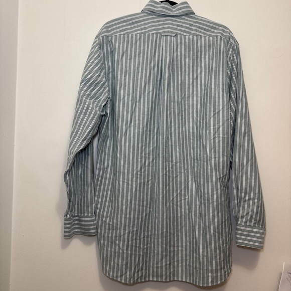 Lands End Supima Long Sleeve Size 16 1/2 Green Button Up - Picture 5 of 5